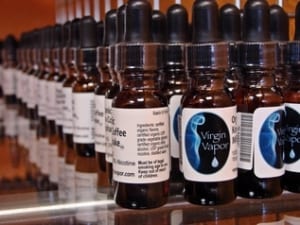 Bottles of virgin vapor e-liquid