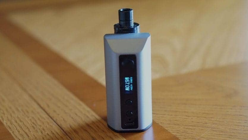 Eleaf Aster RT with Melo RT with display screen visible