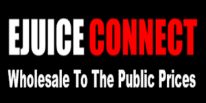 Ejuice Connect logo with bold white and red text on a black background, emphasizing wholesale e-liquid prices for retailers and consumers.