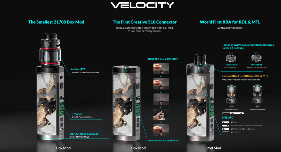 Oxva velocity 100w vape kit oxva velocity 100w kit $17. 69