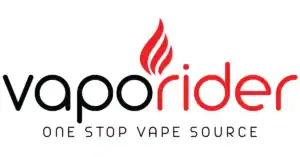 Vaporider logo featuring a stylized flame above the text, representing a leading online vape shop and source for vaping products.