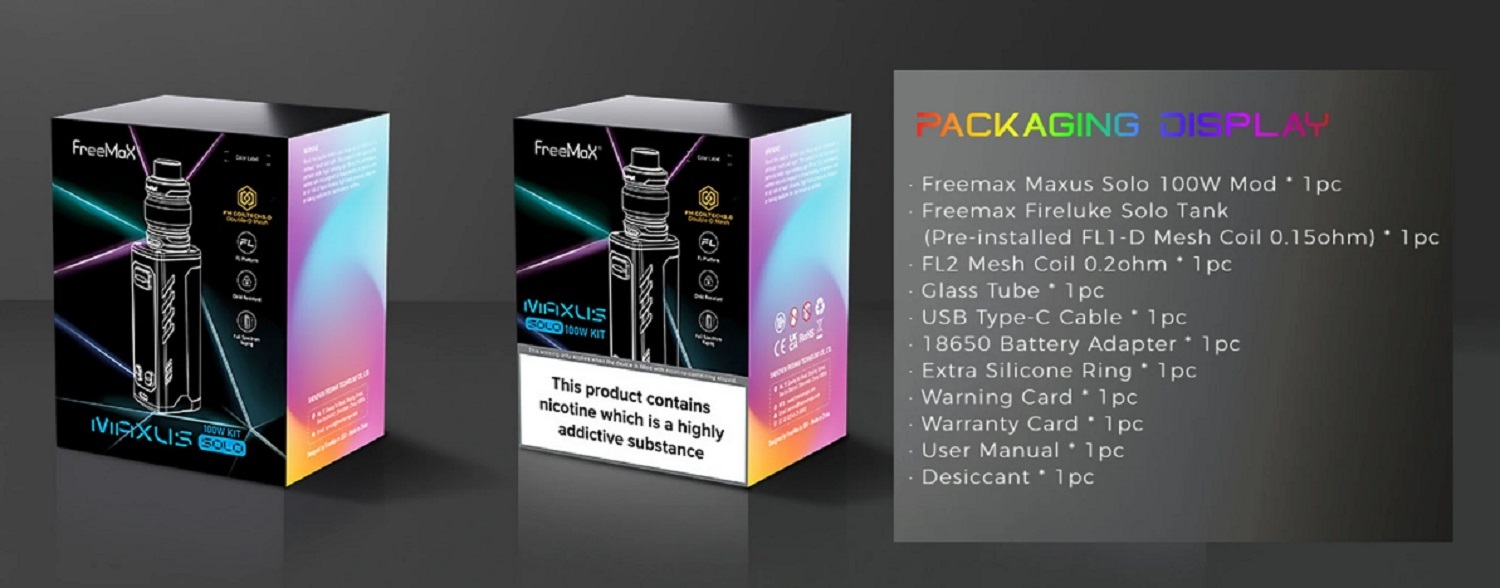 Freemax maxus solo vape kit freemax maxus solo mod $40. 32 | 100w kit $45. 11