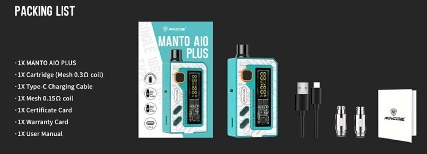 Rincoe manto aio plus starter kit rincoe manto aio plus pod kit $15. 59