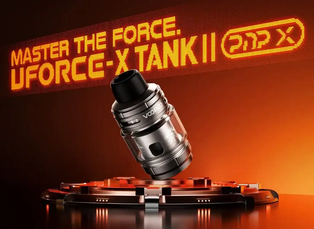 UFORCE-X Tank II vape tank with advanced design, featuring a sleek build and high-performance coil system for optimal vaping experience. Perfect for vapers seeking quality and flavor.